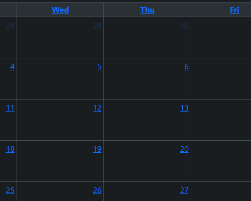 Small Month Calendar