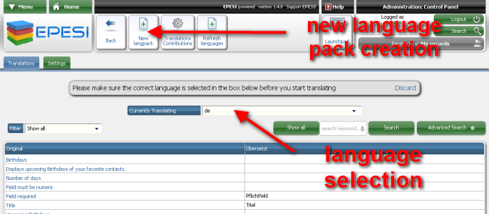 Translation Interface