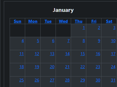 Small Year Calendar