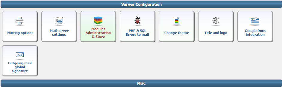Admin Server Config