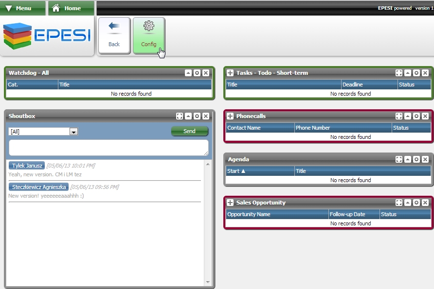 Dashboard Config