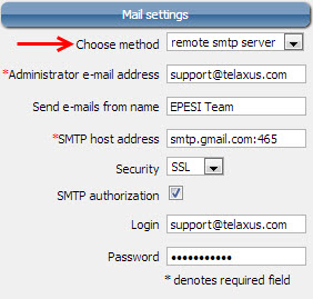 Mail Server Settings