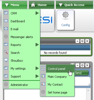 Menu Control Panel