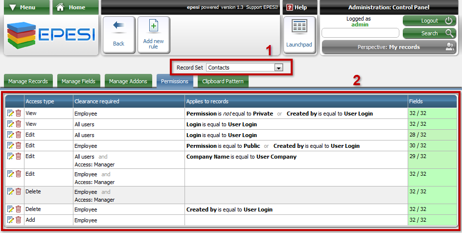 Permissions Rules Summary