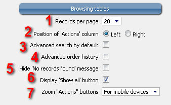 RB Browsing Tables